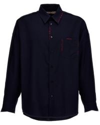 Marni - Cool Wool Shirt With Contrast Stitching Sweater, Cardigans - Lyst