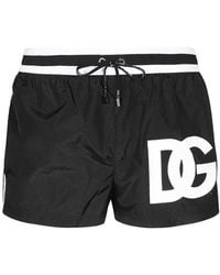 Dolce & Gabbana Logo Print Swim Shorts - Black