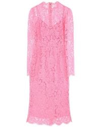 Dolce & Gabbana - Midi Dress In Floral Cordonnet Lace - Lyst