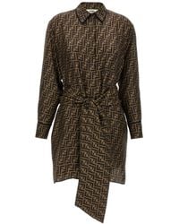 Fendi - Ff Pattern Shirt Dress - Lyst