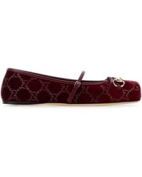 Gucci - Gg Crystal Horsebit Ballet Flat, Velvet - Lyst