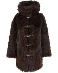 Urbancode - Shearling Coat With Hood And Hook Closure - Lyst