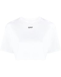 Off-White c/o Virgil Abloh - Cropped Stamped Logo T-shirt - Lyst