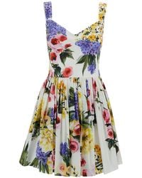 Dolce & Gabbana - Mulrticolor Garden Print Mini Dress - Lyst