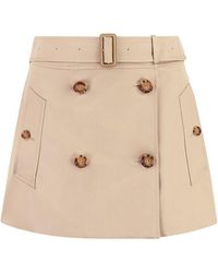 Burberry - Cotton Mini-Skirt - Lyst