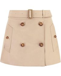 Burberry - Coordinated Waist Belt Cotton Mini-Skirt For - Lyst