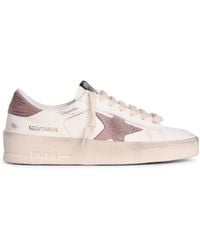 Golden Goose - 'Stardan' Cream Leather Sneakers - Lyst