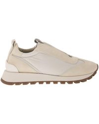 Brunello Cucinelli - Suede And Techno Fabric Runners With Precious Detail - Lyst