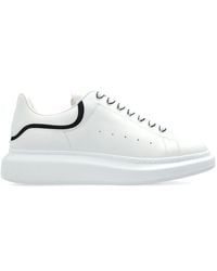 Alexander McQueen - 'oversize' White And Black Leather Sneakers With White And Navy Blue Laces - Lyst
