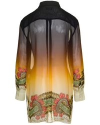 Etro - Semi-sheer Gradient Effect Shirt In Black And Yellow Silk Woman - Lyst