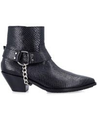 Junya Watanabe - Python-Effect Leather Western Ankle Boots With Chain - Lyst