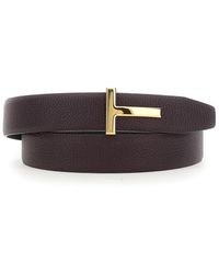 Tom Ford - Bordeaux Belt With T Buckle Closure - Lyst