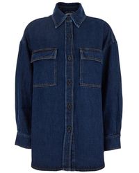 P.A.R.O.S.H. - Oversized Denim Jacket With Classic Button-Up Front - Lyst
