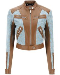 Versace - ' Allover' Lamb Leather Biker Jacket - Lyst