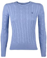 Ralph Lauren - Cotton Cable-knit Crew Neck Sweater New Blue Litchfield - Lyst