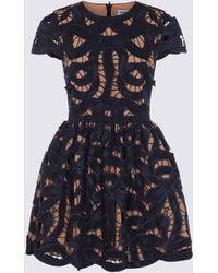 Self-Portrait - Embroidered Bow Mini Dress - Lyst