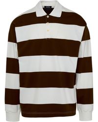A.P.C. - Brown And White Cotton Riley Polo Shirt - Lyst