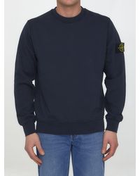 Stone Island - Navy Crew-neck Sweatshirt With "old" Effect - Lyst