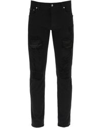 Dolce & Gabbana - Slim Fit Jeans With Rips - Lyst