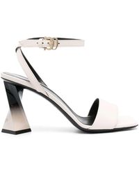 Pollini Woman's White Leather Sandals With Sculpted Heel