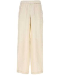 Golden Goose - Cream Linen Blend Trousers - Lyst