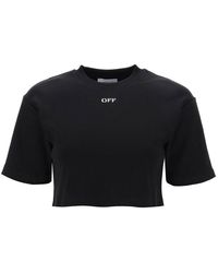 Off-White c/o Virgil Abloh - Cropped T-shirt With Off Embroidery - Lyst