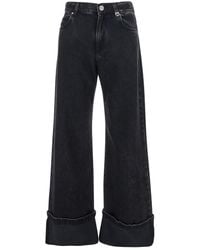 Pinko - 'Wanda' Jeans With Logo Plaque On The Loop And Turn-Up Hem - Lyst