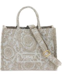 Versace - Large Embroidery Jacquard Tote Bags - Lyst