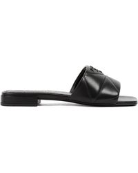 Prada Matelassé Leather Sandals - Black