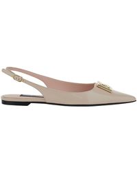 Dolce & Gabbana - Pink Slingback Flats With Logo Detail In Patent Leather Woman - Lyst