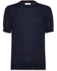 Brunello Cucinelli - Linen And Cotton Short Sleeves Sweater - Lyst
