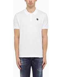 DSquared² - White Short Sleeved Polo Shirt With Logo Embroidery - Lyst