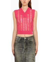 ANDERSSON BELL - Fuchsia Perforated Knit Waistcoat - Lyst
