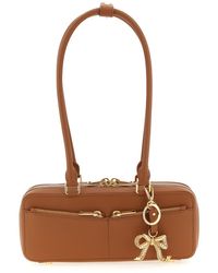 Self-Portrait - 'Tan Leather Baguette With Charm' Shoulder Bag - Lyst