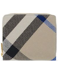 Burberry - Checkered Leather Wallet - Lyst