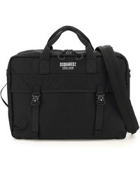 Mens Bags Briefcases and laptop bags Black for Men DSquared² Logo Print Check Briefcase in Nero Save 55% 