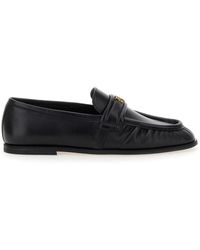 Pinko - Loafers With Front Metal Logo Detail - Lyst