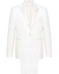 Tagliatore - Single-Breasted Virgin Wool Suit With Brooch - Lyst