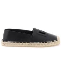 Dolce & Gabbana - Leather Espadrilles With Dg Logo And - Lyst