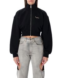 Off-White c/o Virgil Abloh - Crop Zip Fleece With Arrow Glass Print - Lyst