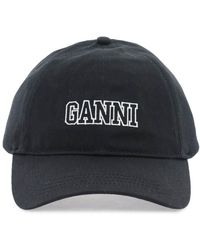 Ganni - Baseball Cap With Logo Embroidery - Lyst