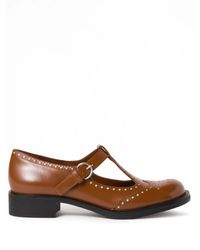 Miu Miu - Brushed Leather T-strap Brogue Shoes - Lyst