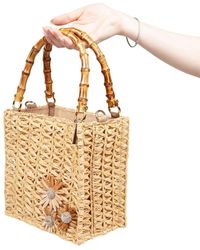 La Milanesa Small Toys Denim Tote Bag in White | Lyst
