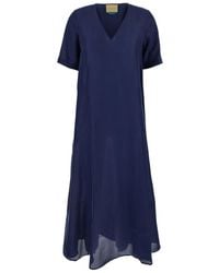 Momoní - Dress With V Neck And Short Sleeves - Lyst
