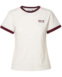 Golden Goose - Bordeaux Cotton T Shirt With Logo - Lyst