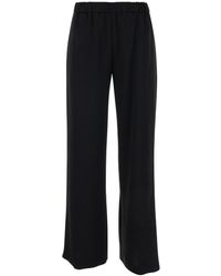 Plain - Black Relaxed Pants With Elastic Waistband In Fabric Woman - Lyst