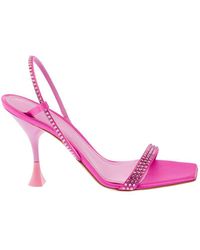 3Juin - 'eloise' Pink Andals With Rhinestone Embellishment And Spool Hight Heel In Viscose Blend Woman - Lyst