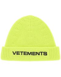 Vetements Wool Logo Beanie in Neon 