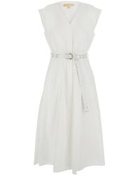 MICHAEL Michael Kors - Sleeveless Long Dress With V Neck And Adjustable Belt - Lyst