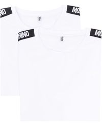 Moschino - Two Cotton T-Shirts With Logo Stripe - Lyst